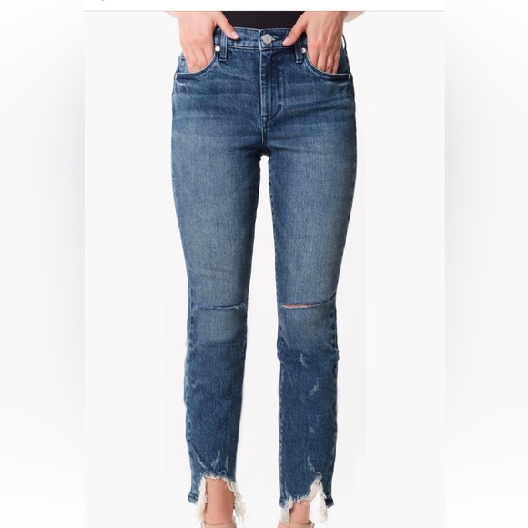 The Madison Ripped Fray Hem High Waist Crop Straight Leg Jeans (My Type) - Picture 1 of 6